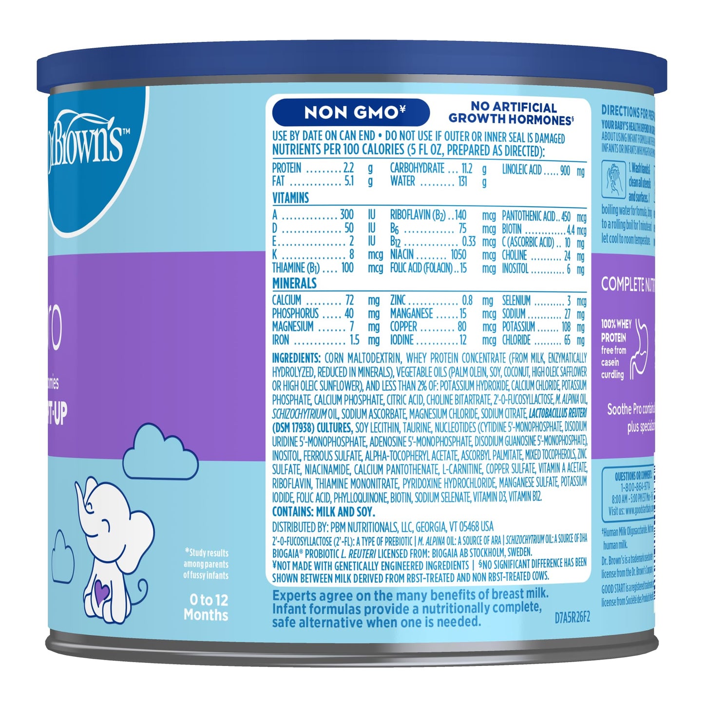 Good Start | Dr. Brown's Soothe Pro, Baby Formula Powder, for Sensitive Tummies, Gas, Fussiness and Spit-Up, Infant Formula with Probiotics, DHA, Non-GMO, 12 Ounces