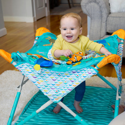 Bright Starts Pop 'N Jump Portable Activity Jumper, Indoor/Outdoor Use, Owl Forest with 4 Sensory Toys, Ages 6-12 Months
