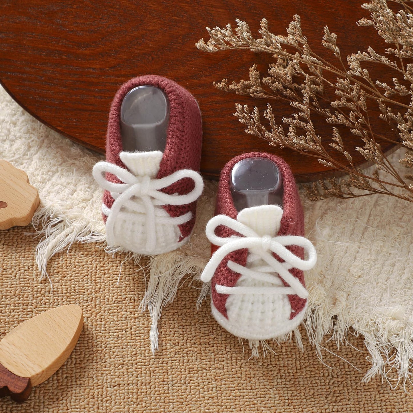 DovFanny Baby Booties Newborn Baby First Shoes Cozy Warm Knit Soft Booties for Toddler Infant Boy Girl