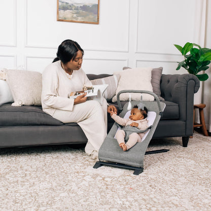 Baby Delight Alpine Deluxe Portable Bouncer, Infant, 0-6 Months, 100% GOTS Certified Cotton Fabrics, Organic Oat