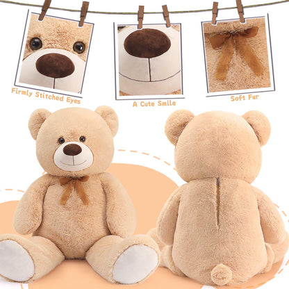 51 inch Big Teddy Bear Cute Giant Stuffed Animals Soft Plush Toy for Girlfriend Kids for Birthday Christmas Valentine's Day