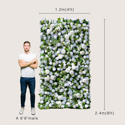 Artificial Luxury‌ Flower Wall Panels, Gorgeous 3D Silk Floral Backdrop for Wedding, Baby Show, Party and Home Decor, Quick Assembly/Storage, Eco ＆ Pet Friendly, 2 pcs, Each Panel 2*8 ft.