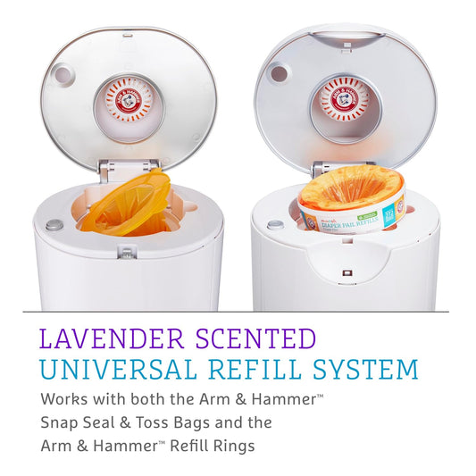 Munchkin® PAIL™ Diaper Pail Baby Registry Starter Set, Powered by Arm & Hammer, Includes 6 Snap, Seal and Toss™ Bags, 1 Starter Refill Ring, and 1 PUCK™ Baking Soda Cartridge