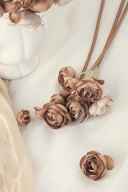 Floroom Ranunculus Artificial Flowers 18 Pcs Blush Faux Silk Mini Ranunculus Bulk Fake Wedding Filler Flowers for DIY Pink Bouquets, Centerpieces, Bridal Shower Decorations & Arrangements
