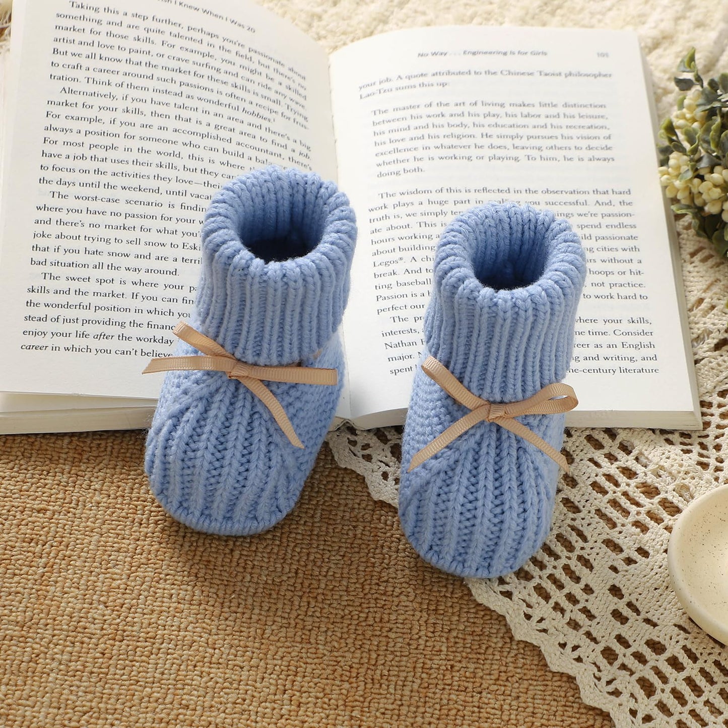 mimixiong Baby Booties Newborn Infant Sock Shoes Hand Knitting Crochet Boy and Girl Cozy Shoes