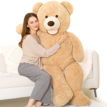 MorisMos Smile Giant Teddy Bear, 51inch Large Stuffed Bears with Big Footprints, Big Stuffed Animals Cuddly Plush Gifts for Girlfriends, Boyfriend, Dark Brown