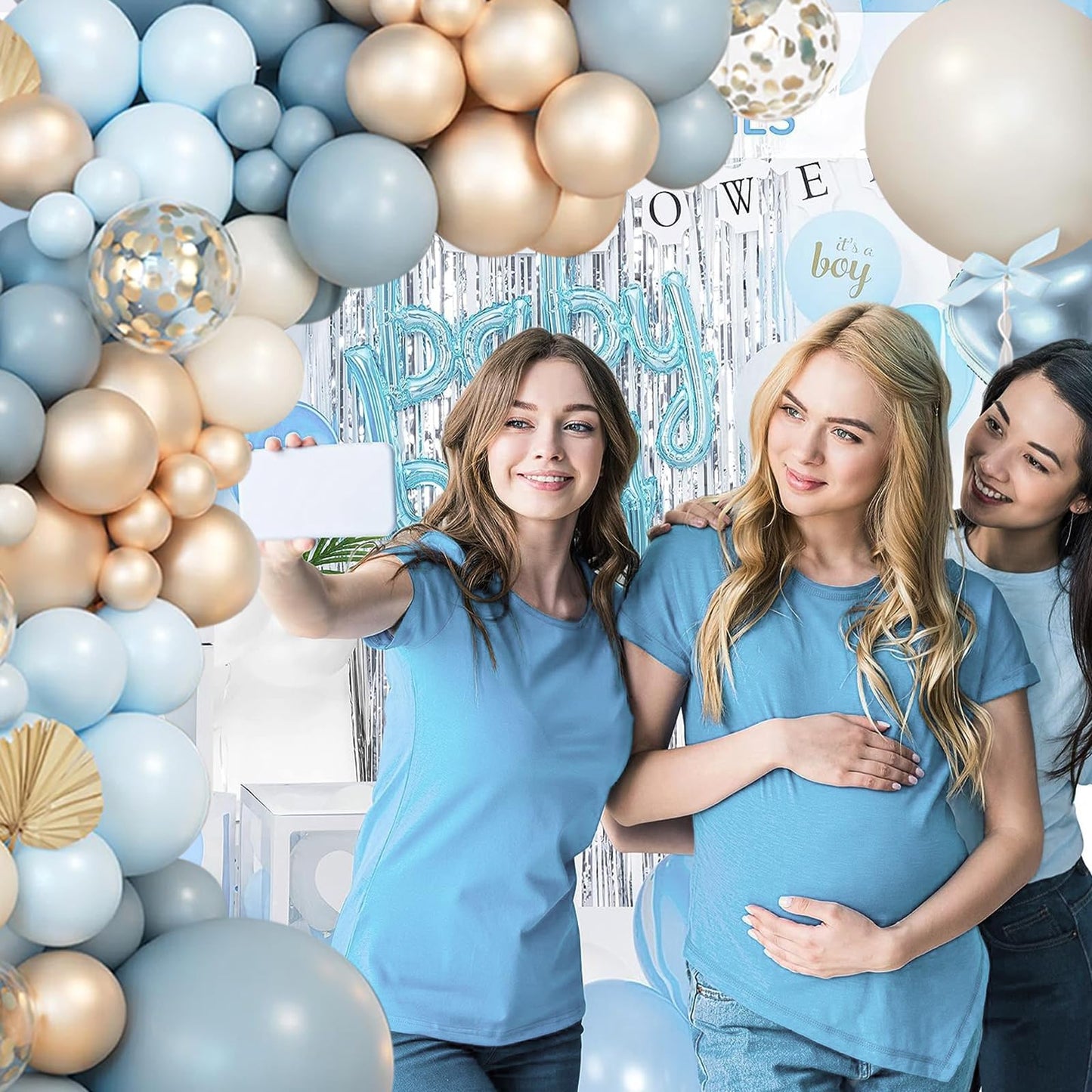 Dusty Blue Balloon Arch Kit,122 Pcs Dusty Blue and White Balloons,MacaronBlue White Balloon Arch Garland Kit for Boy Baby Shower Gender Reveal,Men Birthday,Graduation Decorations,Bridal Shower
