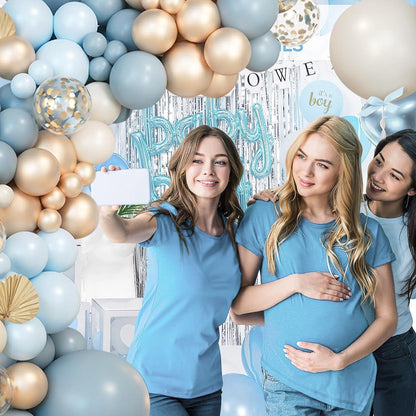 Dusty Blue Balloon Arch Kit,122 Pcs Dusty Blue and White Balloons,MacaronBlue White Balloon Arch Garland Kit for Boy Baby Shower Gender Reveal,Men Birthday,Graduation Decorations,Bridal Shower