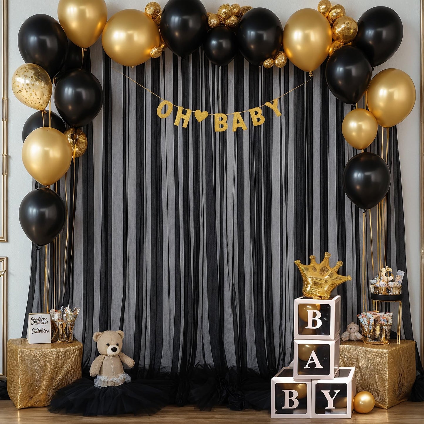 Champagne Tulle Backdrop Curtain for Parties Wedding 10ft×8ft Champagne Sheer Backdrop Curtains for Baby Shower Bridal Shower Reception Birthday Party Christmas Photoshoot Decorations 2 Panels