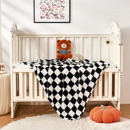 Yurhap Checkered Baby Blanket Fleece Baby Blankets for Boys, Ultra Soft Cozy Fluffy Infant Toddler Newborn Receiving Blankets for Crib Stroller, 30''x40'', Blue