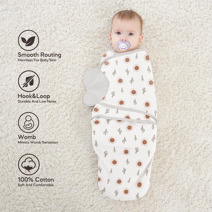 Susurration Swaddles for Newborns, 100% Cotton Baby Swaddle Sleep Sack, with Adjustable Velcro, Breathable and Durable Unisex Swaddle Sleep Sack, 3 Pack