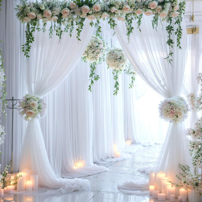 Champagne Tulle Backdrop Curtain for Parties Wedding 10ft×8ft Champagne Sheer Backdrop Curtains for Baby Shower Bridal Shower Reception Birthday Party Christmas Photoshoot Decorations 2 Panels
