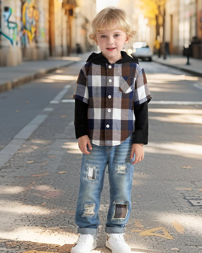 NZRVAWS Baby Boy Clothes Toddler Outfit Infant 6 12 18 24 Months2 3 4T Sweatsuit Ripped Jeans Fall Winter Clothing