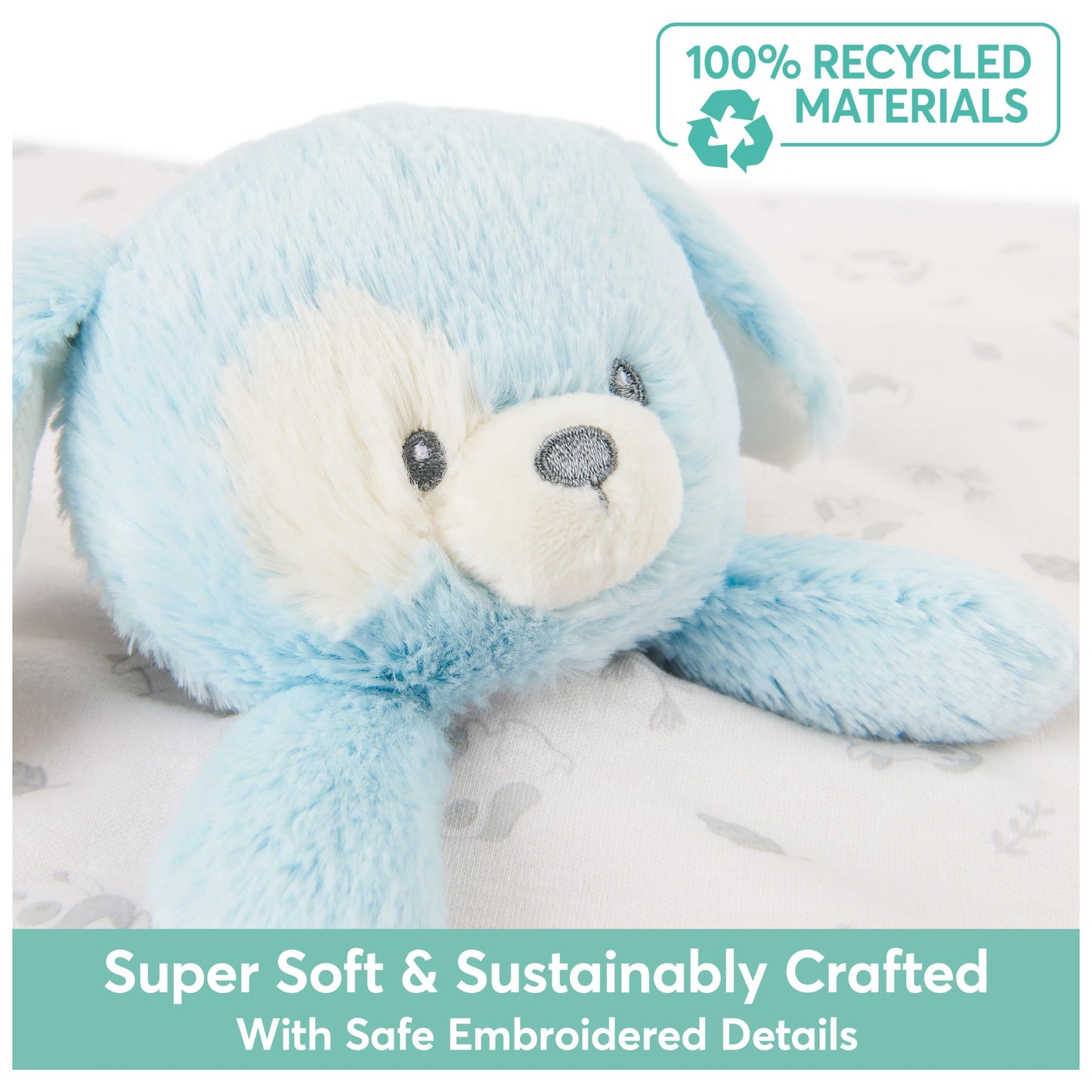 GUND Baby Sustainably Soft Puppy Lovey, Stuffed Animal Plush Blanket Made from 100% Recycled Materials, for Babies and Newborns, Blue/Cream, 10”
