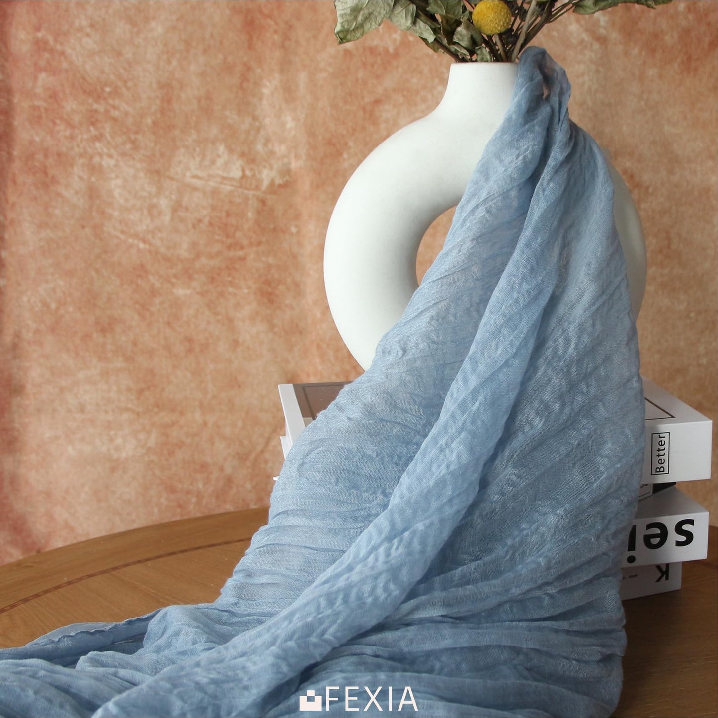 FEXIA Beige Cheesecloth Table Runner 35x120 Inches Ivory Gauze Rustic Boho Spring Easter Table Runner for Engagement Party Decorations Bridal Shower Wedding Party First Communion Centerpiece