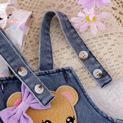 Baby Girl Clothes Suspender Skirt Newborn Ruffle Romper Cute Bear Jeans Dress Bow Headband Summer Outfits 0-18 Months