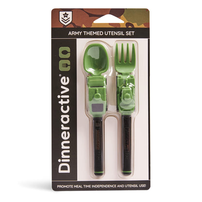 Dinneractive Utensil Set for Kids – Red Race Car Themed Fork and Spoon for Toddlers and Young Children – 2-Piece Set