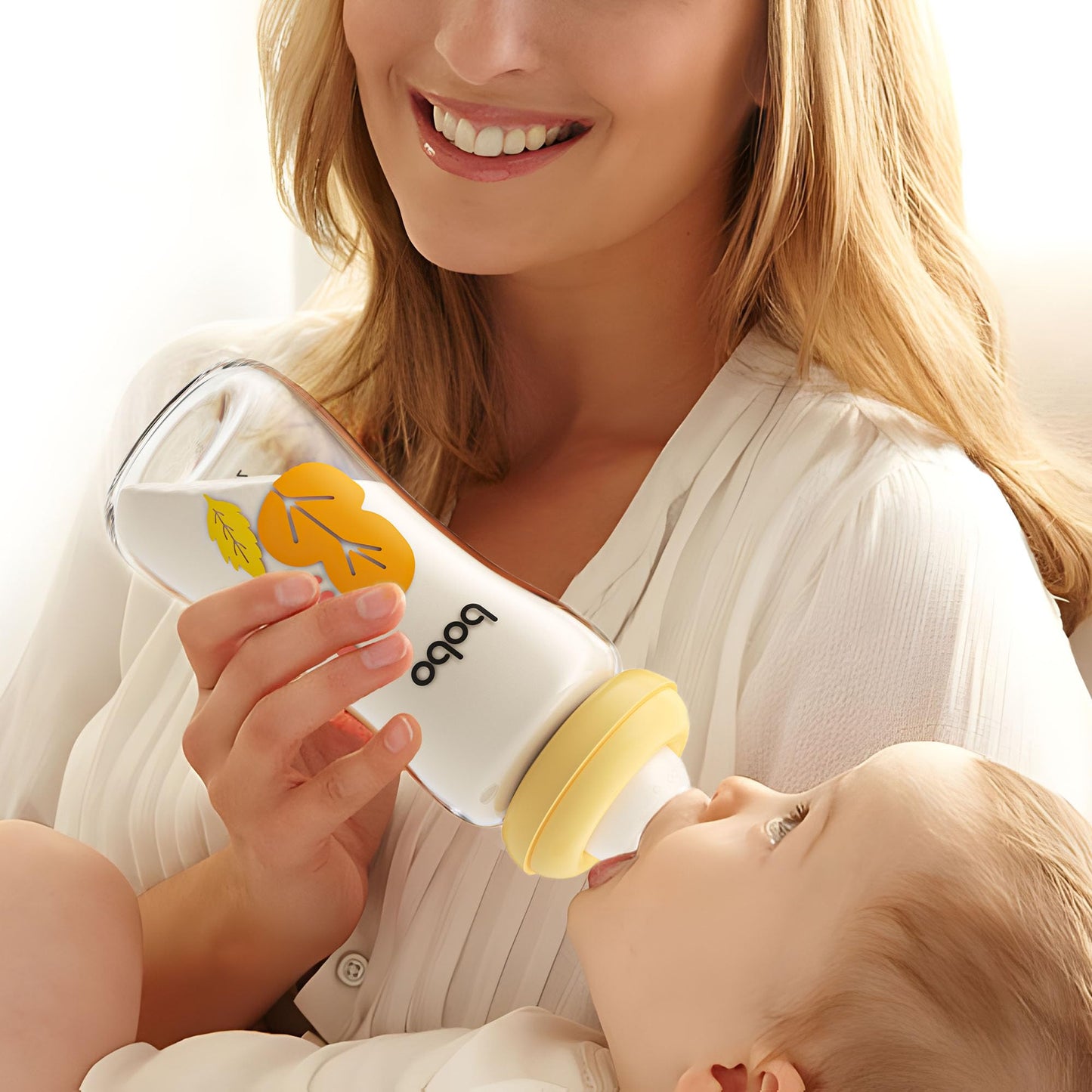 YOHKOH Natural Glass Baby Bottle with Natural Response Nipple, Newborn Anti-Colic Baby Bottles, Wide Neck Mushroom Cap Baby Bottle, Clear (8.8ounce (Pack of 4), Multicolour1)
