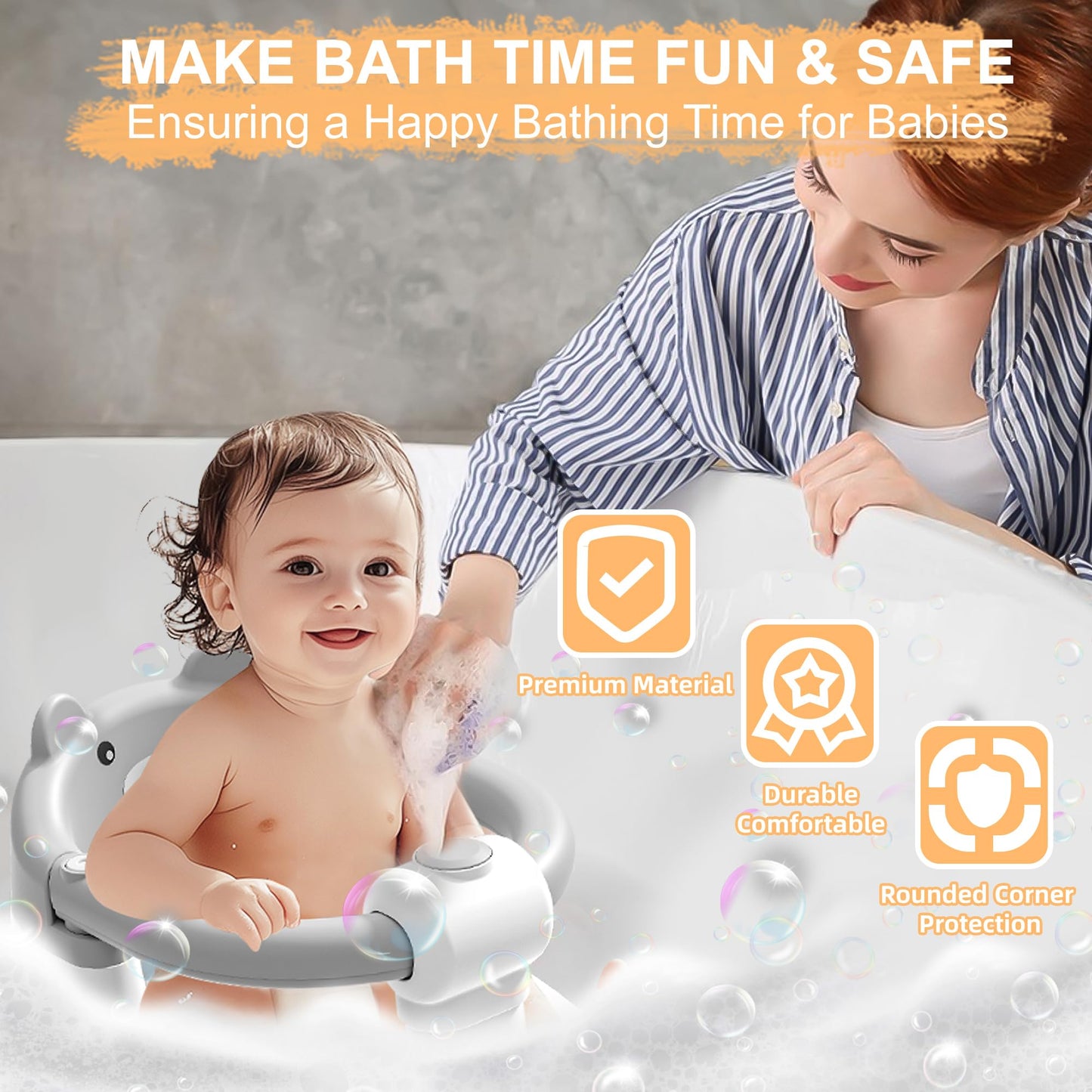Baby Bath Seat for Babies 6 Months & Up, Toddler Bath Seats for Babies Sitting Up, Non-Slip Infant Bath Tub Chair with 4 Suction Cups & Soft Cushion for Shower, Compact Toddler Bathtub Seat, Pink