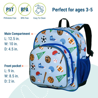 Wildkin 12-inch Kids Backpack – Padded, Adjustable, Ideal for Daycare & Travel - Trains, Planes, and Trucks