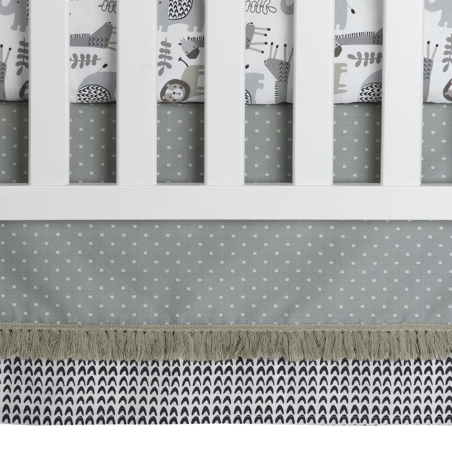 Lambs & Ivy Urban Jungle 4-Piece Crib Bedding Set - Gray, Brown, White, Jungle