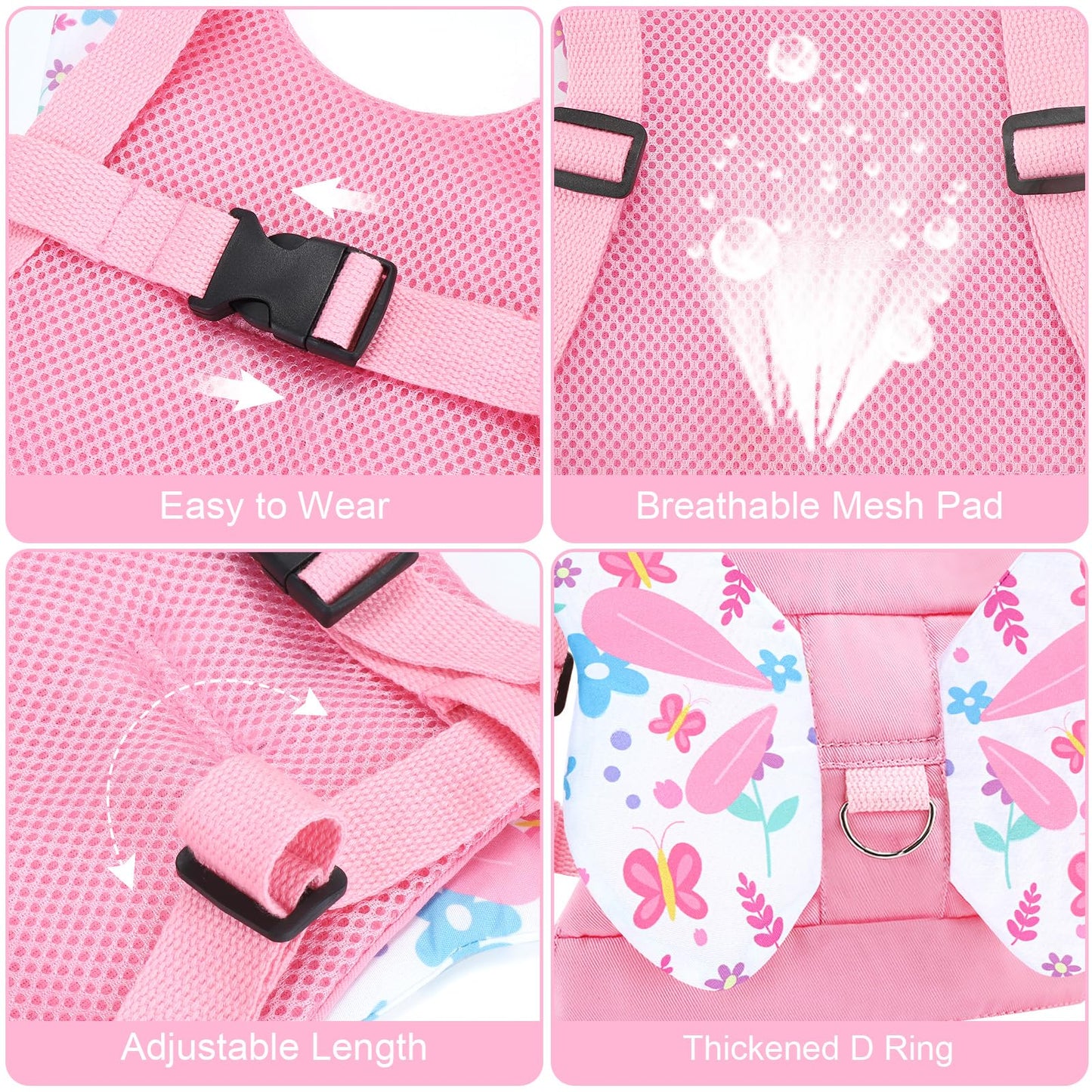 Accmor 3 in 1 Toddler Harness Leashes + Anti Lost Wrist Link, Kids Harness Children Leash for Girls, Child Anti Lost Leash Baby Cute Harness Belt Strap Hold Kids Close While Walking