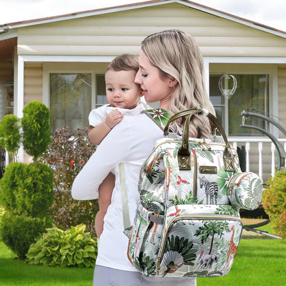 Diaper Bag Backpack for Dad and Mom with USB Charging Port Stroller Straps and Insulated Pocket,army military Travel Nappy Backpack for Daddy/Mommy (Black)