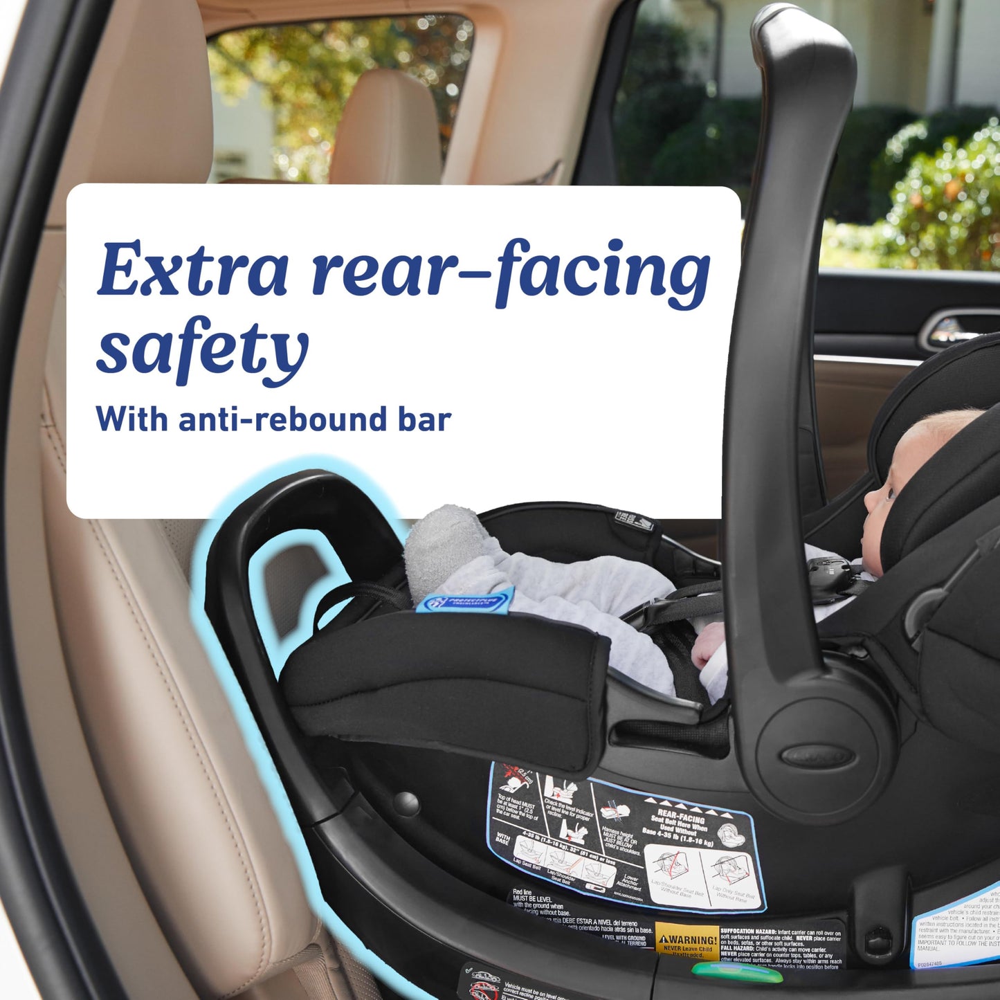Graco SnugRide SnugFit Infant Car Seat with Simply Safe Adjust Harness System, Baby Car Seat with Anti Rebound Bar, Gotham