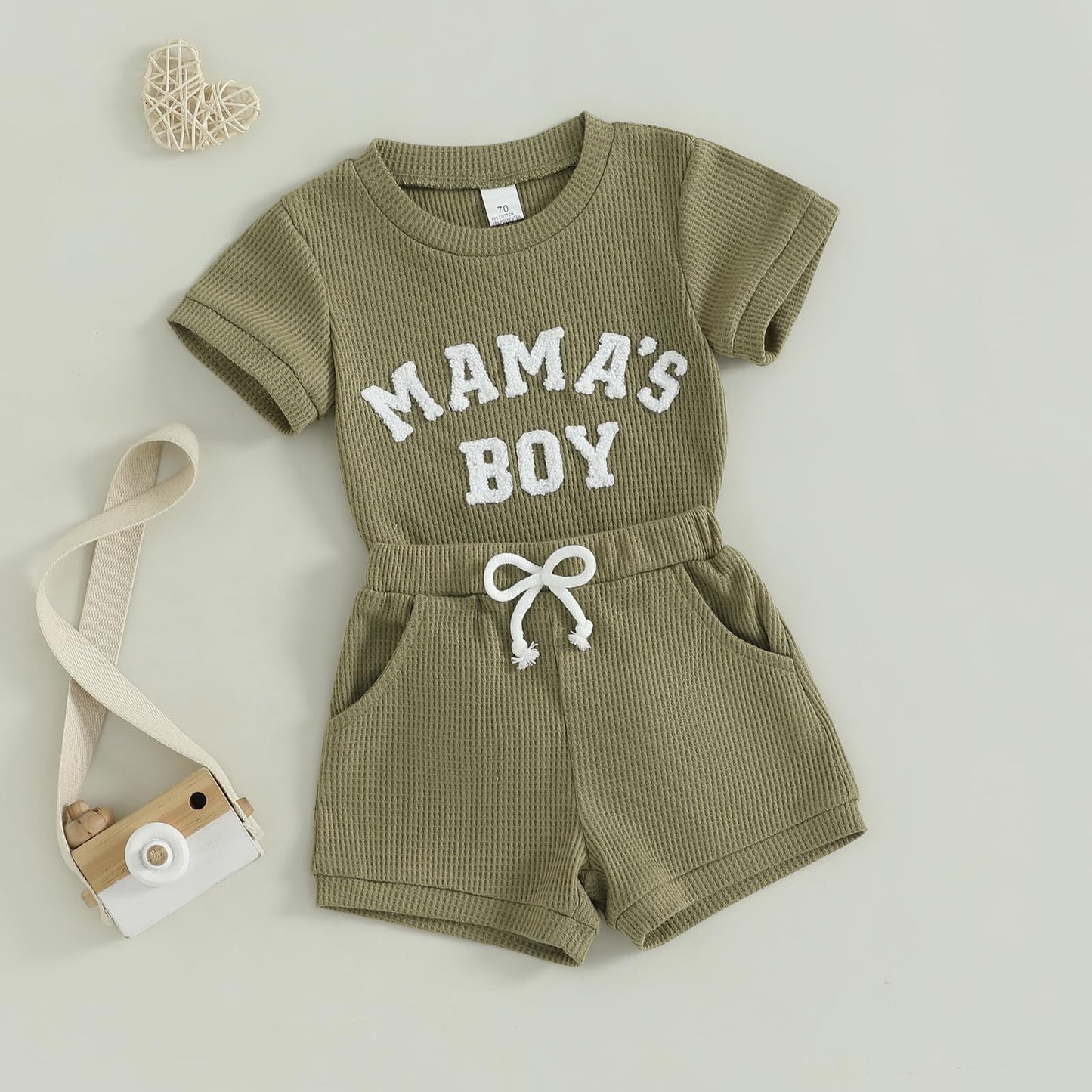 MERSARIPHY Newborn Baby Boy Summer Clothes Mama's Boy Little Dude Short Sleeve Romper Shorts Set Infant Waffle Knit Outfit