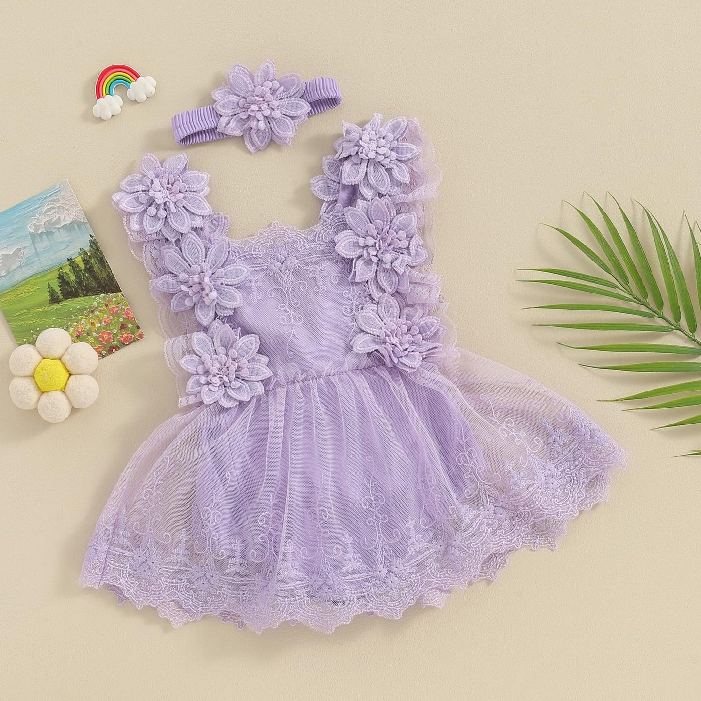 Mubineo Baby Girl Summer Clothes Lace Romper Skirt Dress Princess Outfits Sleeveless Flower Newborn Outfit
