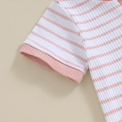 Newborn Baby Boy Girl Clothes 3 6 9 12 18 Months Ribbed Knit Short Sleeve Romper Shorts Set Infant Summer Outfits