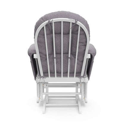 Storkcraft Premium Hoop Glider and Ottoman (Espresso Base, Gray Cushion) – Padded Cushions with Storage Pocket, Smooth Rocking Motion, Easy to Assemble, Solid Hardwood Base