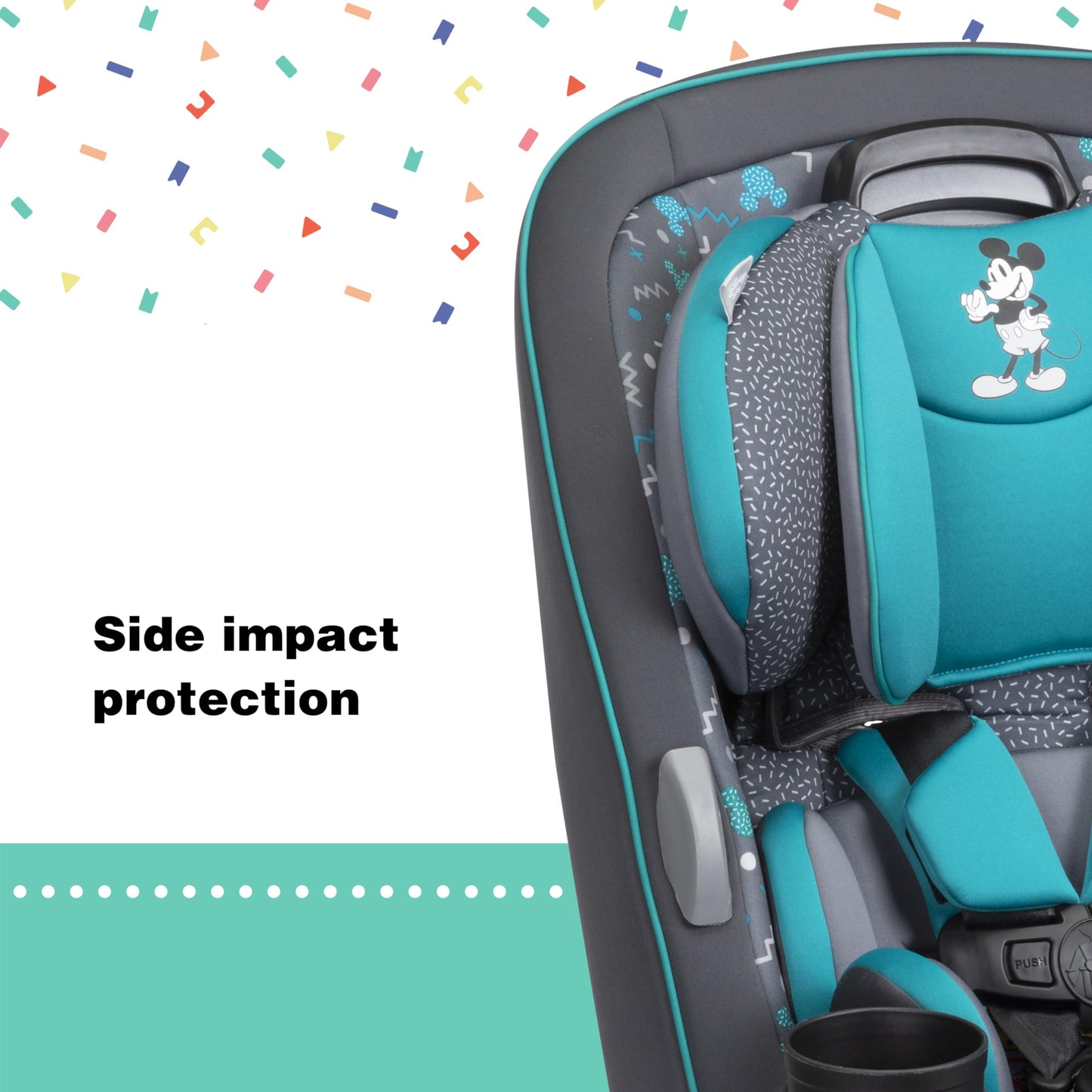 Disney Convertible Car Seat, Rear Facing 5-40 pounds, Forward Facing 30-65 pounds, Booster 40-100 lbs, Convert From Infant to Toddler, Simply Mickey
