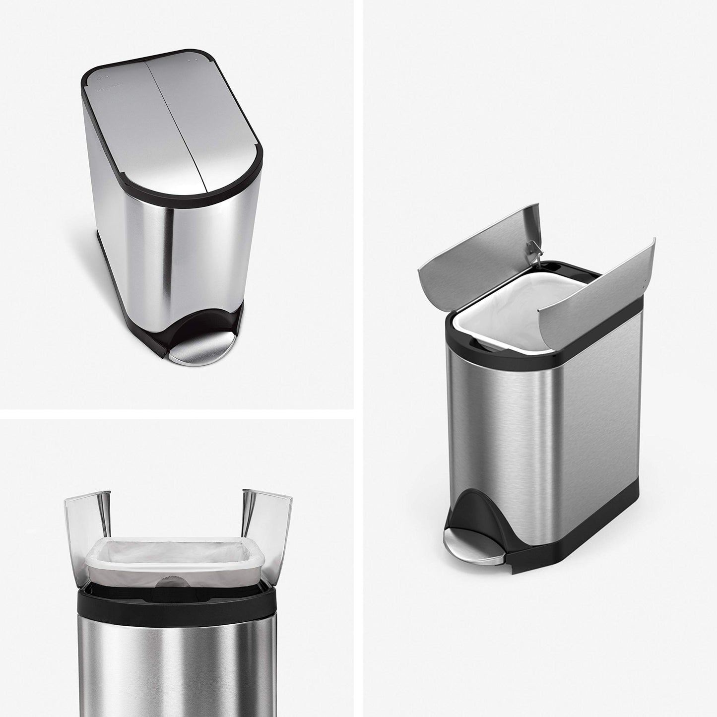 simplehuman Diaper Can with Odorsorb System (Odorsorb Pods and Odorsorb Liners), 18 Liter/ 4.8 Gallon, White Stainless Steel