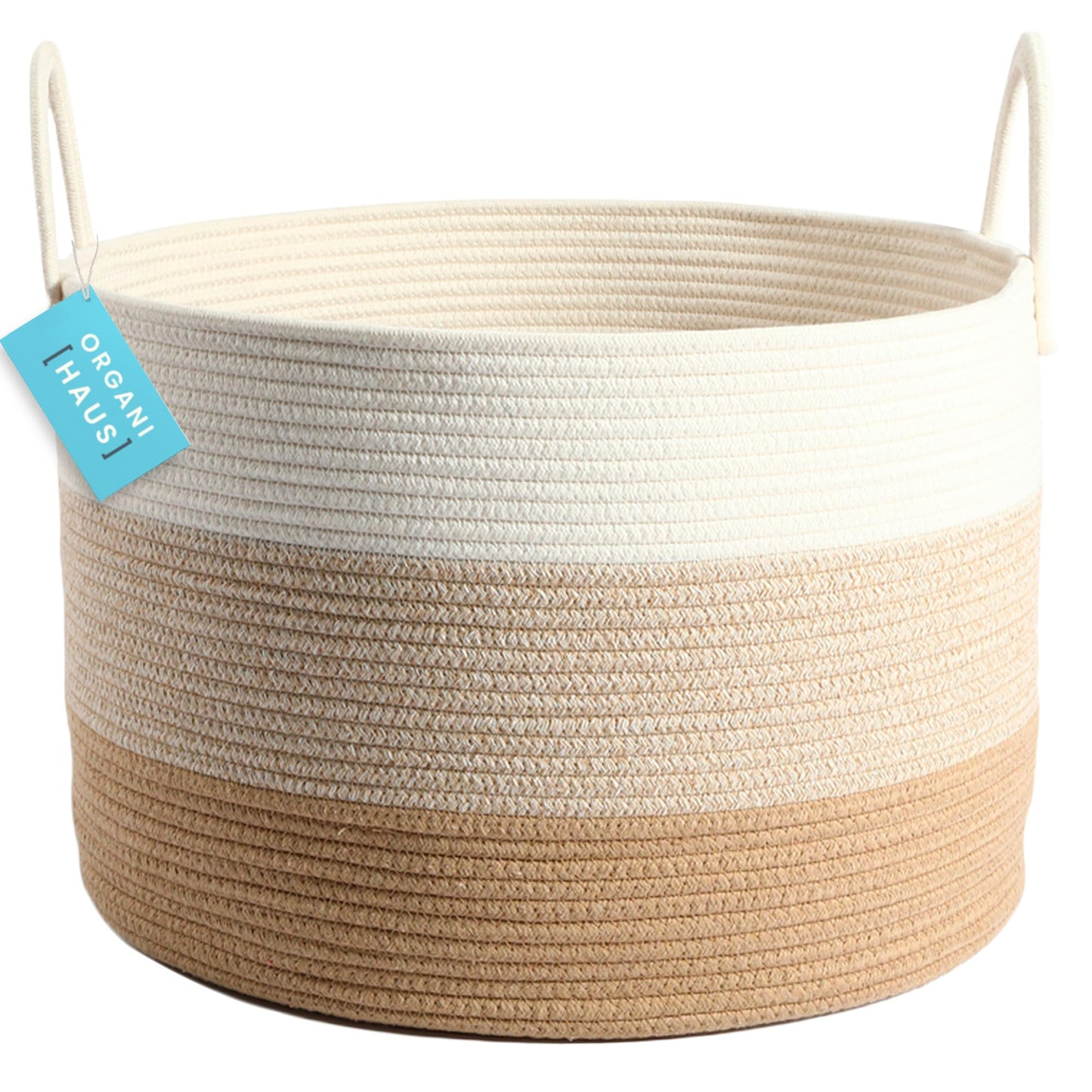 OrganiHaus Large Blanket Basket for Living Room 20x13, Rainbow Rope Basket for Classroom Organization, Toy Storage Basket, Woven Kids Laundry Basket, Baby Toy Box, Cute Storage Basket, Nursery Hamper