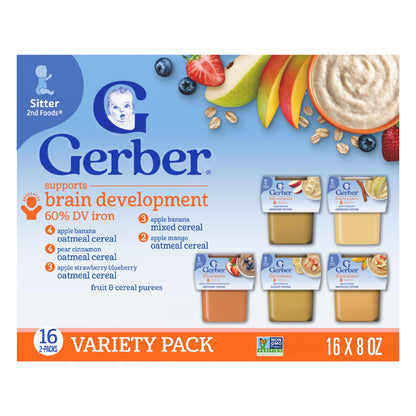 Gerber Stage 2 Baby Food, Super Blends Puree Tubs, No Added Colors or Flavors, Baby Puree, Variety 32-Pack