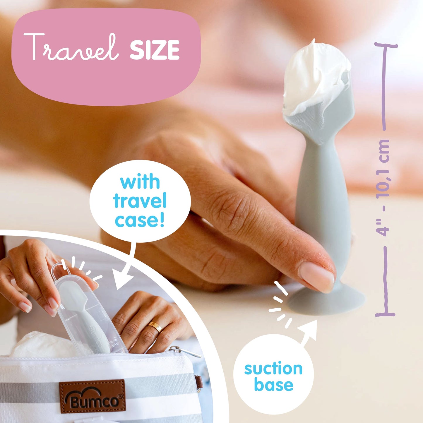 Bumco Diaper Clutch Bag with Refillable Wipes Dispenser - Water Resistant, Lightweight Diaper Pouch with on the go Wipes Dispenser, Portable Baby Wipe Dispenser, (Pink Stripes)