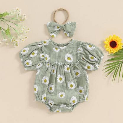 FIOMVA Summer Chicken Baby Clothes Newborn Baby Girl Farm Outfit Toddler Short Sleeve Bubble Romper Infant Bodysuit