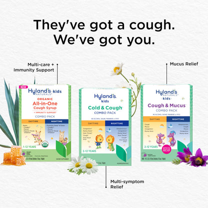 Hyland's Kids Cold and Cough, Day and Night Combo Pack, Cold Medicine for Ages 2 and up, Syrup Cough Medicine for Kids, Nasal Decongestant, 4 Fl Oz (Pack of 2)