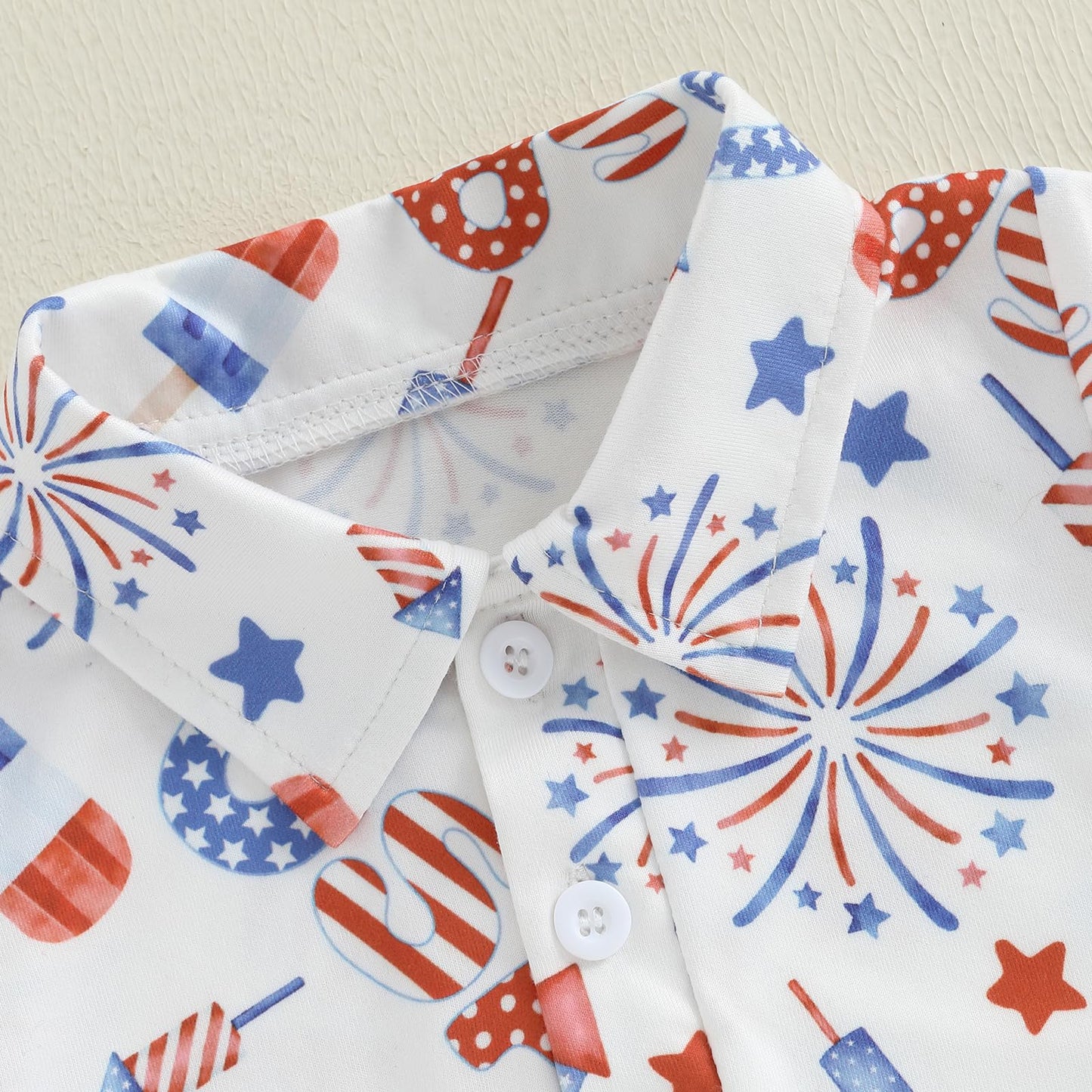 Baby Boy Rompers Half Button-up Jumpsuit Short Sleeve Bodysuit Summer Clothes