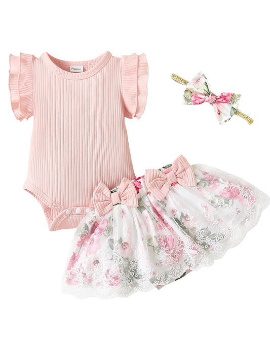 Mioglrie Preemie Clothes Girl Newborn Girl Outfits Infant Baby Girl Clothes Summer Romper Dress Shorts Set