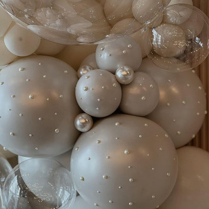 Pink Bow Balloons Arch Kit 147Pcs Coquette Birthday Decorations Pink and White balloon with Double-Stuffed Peal White Sand Long BOBO Balloon for Girls Baby Shower Coquette Birthday Party Decorations