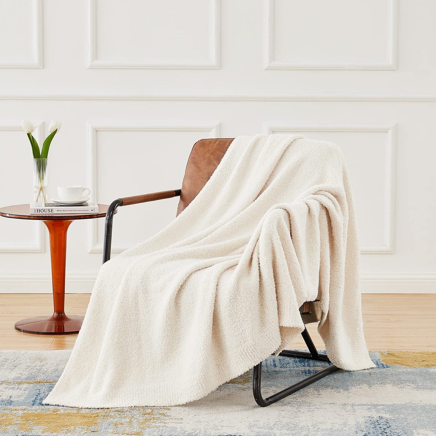 CYMULA Kids Blanket for Boys Girls 30x40 inches, Soft Cozy Fuzzy Swaddle Throw Blanket for Crib Stroller, White