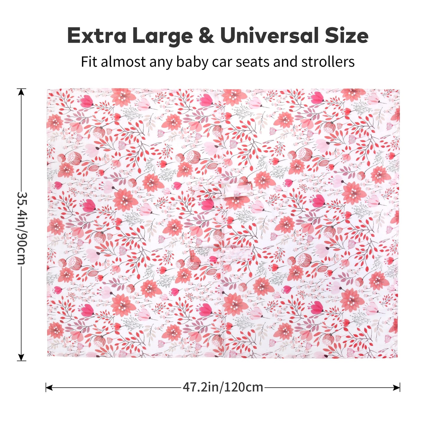 Rquite Car Seat Cover, Muslin Cotton Infant Car Seat Canopy, Breathable Baby Carrier Cover, Summer Stroller Sun Shade, Flower