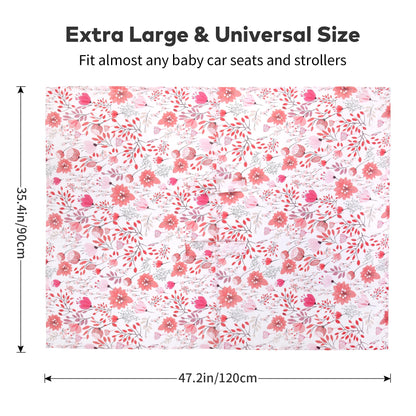 Rquite Car Seat Cover, Muslin Cotton Infant Car Seat Canopy, Breathable Baby Carrier Cover, Summer Stroller Sun Shade, Flower