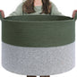 INDRESSME XXXLarge Cotton Rope Basket 21.7" x 21.7" x 13.8" Woven Baby Laundry Blanket Basket Toy Baskets with Handle Storage Comforter Cushions Thread Laundry Hamper