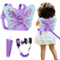 Lehoo Castle Toddler Leash for 1-5 Years, Baby Safety Harness for Girls with Anti-Lost Key Lock & Adjustable Strap, 3-in-1 Wrist Leash and Kids Backpack Harness for Walking Travel (Purple Butterfly)