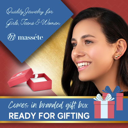 MASSETE Gold Ball Stud Earrings for Women and Girls Screwback | 10k, 14k, 18k | White Yellow or Rose Gold | 3mm 4mm 5mm | Nickel Free