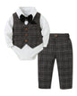 DISAUR Baby Boy Clothes Toddler Boy Outfits 4PCS Gentleman Dress Romper/Vest/Pants/Bow Tie Cotton Suit Sets