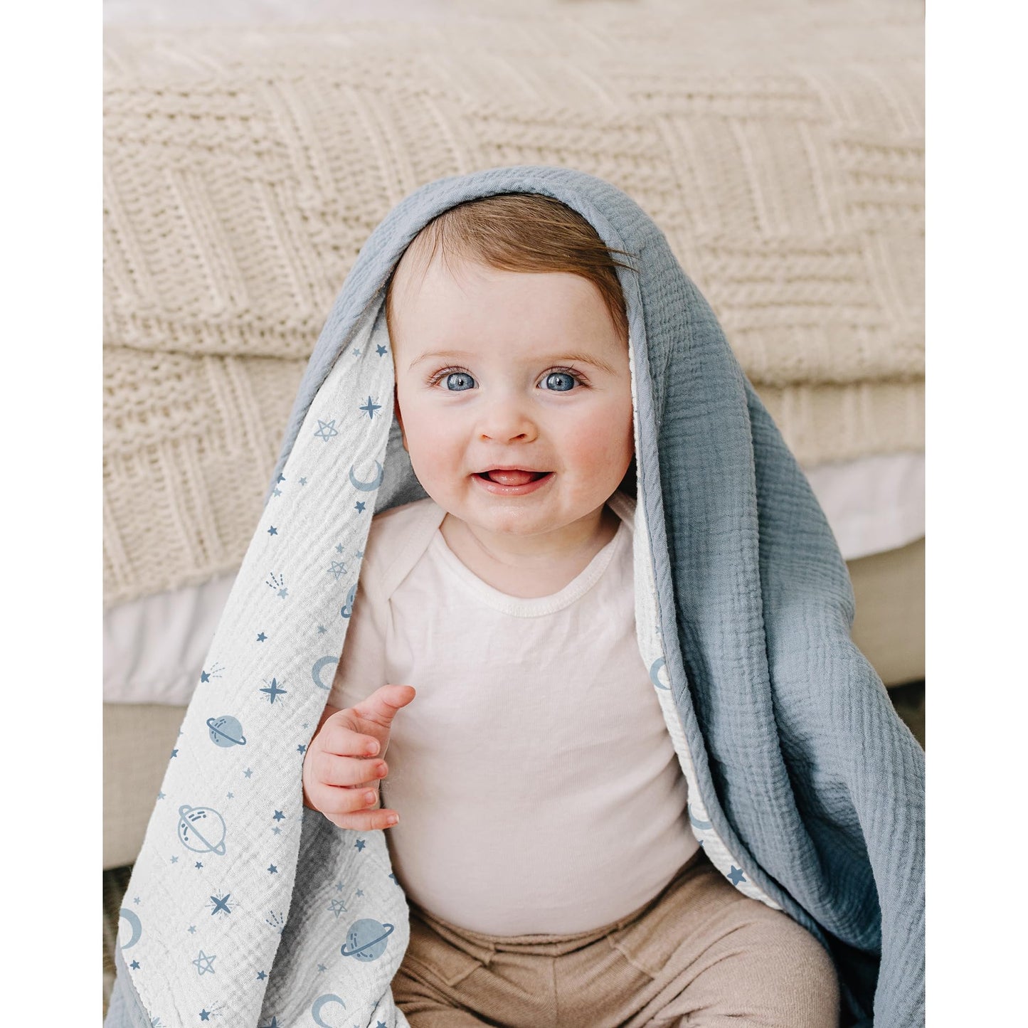 Konssy Muslin Baby Blankets for Girls Boys, 100% Cotton Crib Blanket for Infant Toddler, Super Soft and Lightweight Nursery Swaddling Wrap 40"x36" (Floral)